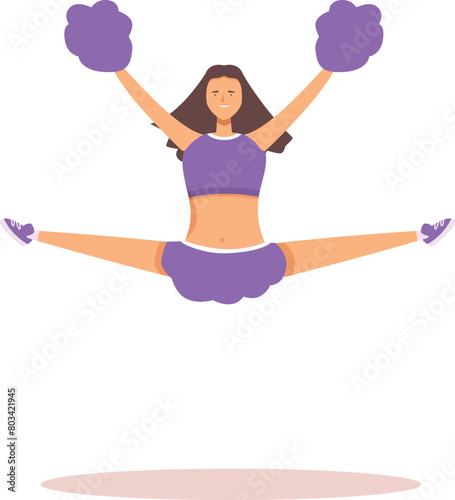 Active lateral jump cheerleader icon cartoon vector. Spirit of victory. Sport action