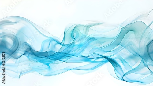 Abstract Aqua Blue and White Background with Glowing Waves and Smoke on White Background. Concept Abstract, Aqua Blue, White Background, Glowing Waves, Smoke