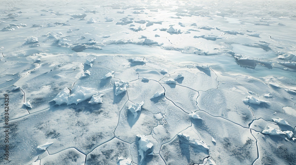 Wide shot of the vast and endless expanse of melting ice in greenland Wide shot of the vast and endless expanse of melting ice in greenland