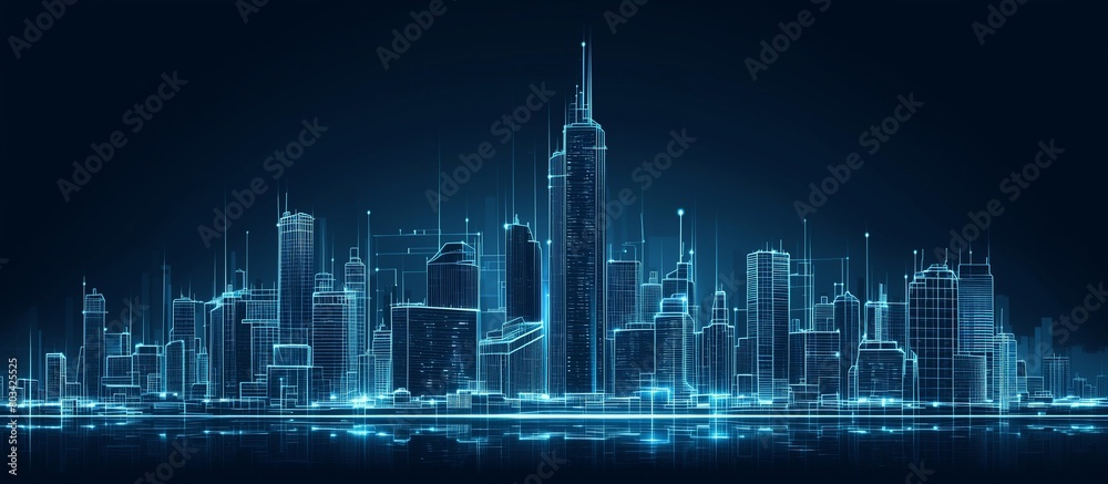 High tech holographic modern city background. Generative ai High tech holographic modern city background. Generative ai