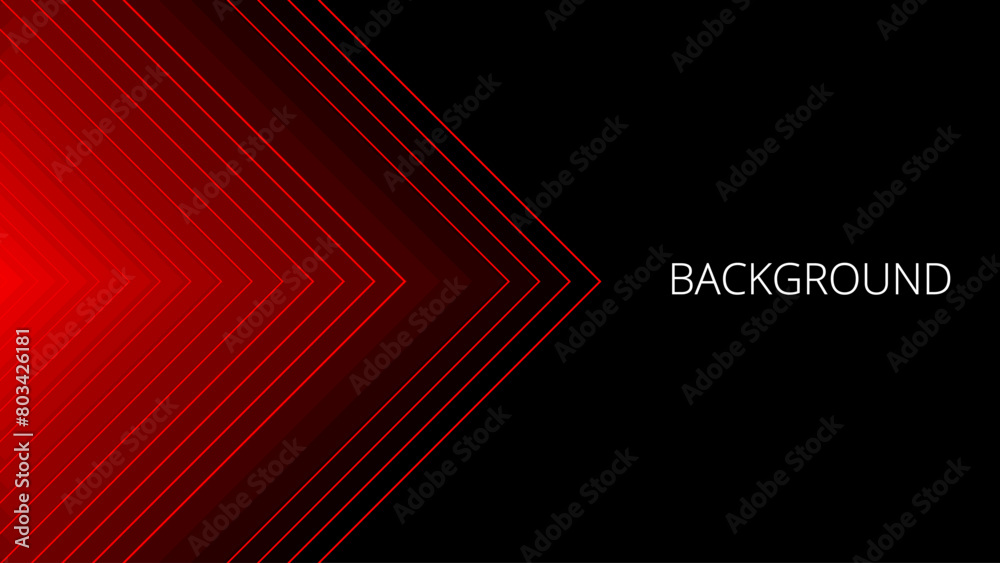 Fototapeta premium Black abstract background with red triangular pattern, modern geometric texture, diagonal rays and angles