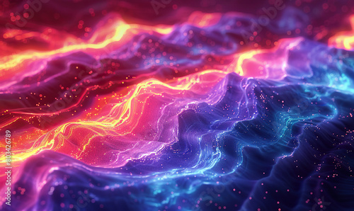 A dynamic, colorful abstract background with wavy patterns. , Generate AI © VinaAmeliaGRPHIC