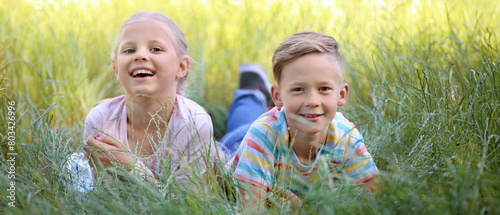 Cute little children lying ...