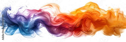 Vibrant rainbow watercolor swirl pattern on transparent background.