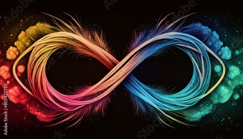 Rainbow infinity symbol on black background © Viola
