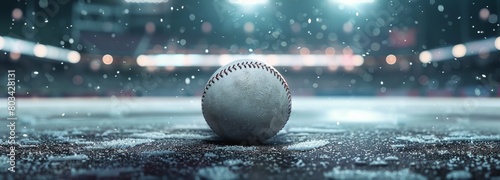 Baseball on Top of Baseball Field photo
