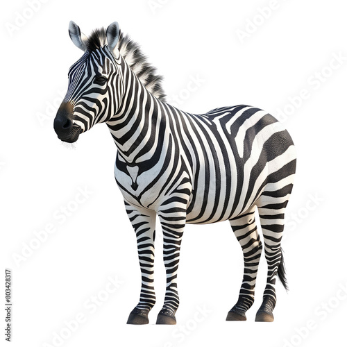 A zebra standing on a white background