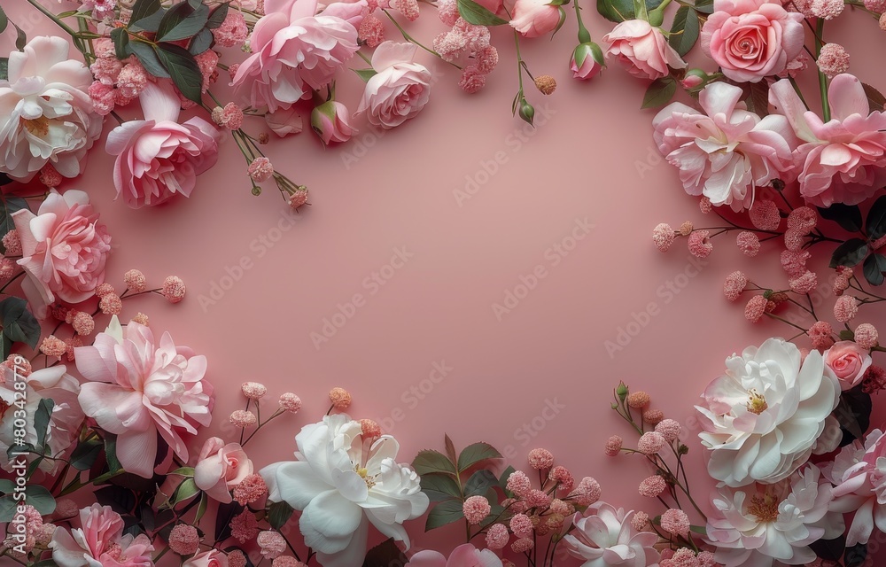Pink Background With Pink and White Flowers