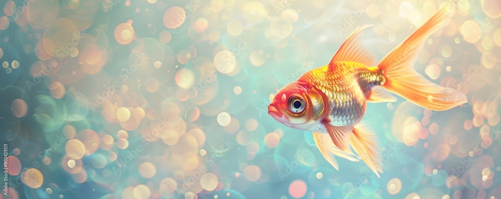 Dreamy goldfish swimming in sparkling waters