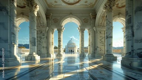 Room With Columns and Wall Clock