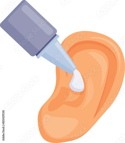 Use ear drops for infection icon cartoon vector. Cure liquid. Health clinical