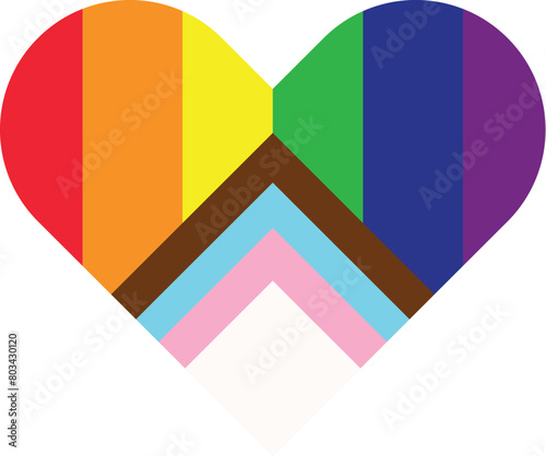 pride flag inside a heart shape illustration vector