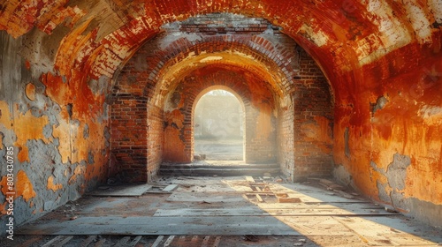 Ancient Brick Tunnel With Light at End