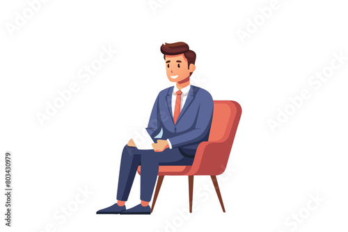 man business chair sitting waiting businessman candidate recruitment office businessperson job young interview line employee career row hall colleague modern flat design simple vector illustration