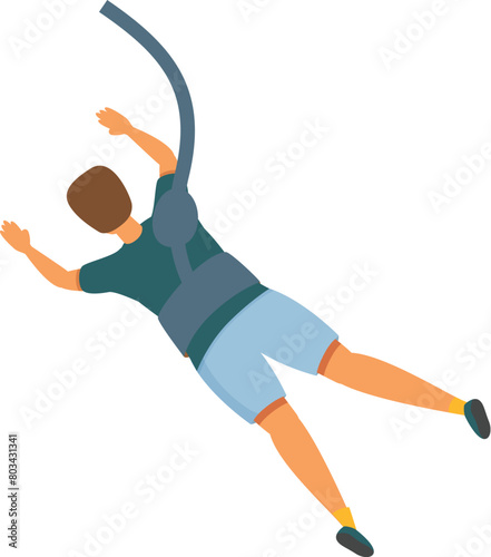 Extreme fall icon cartoon vector. Bungee jumping. Brave person jumper