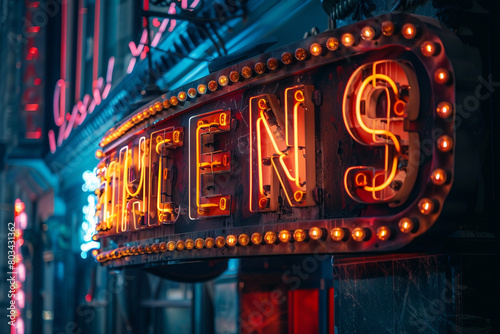 A photo capturing the intricate details of a neon tube sign spelling out a word.