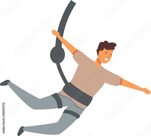 Extreme man fall icon cartoon vector. Cord flying jumper. Adventure action