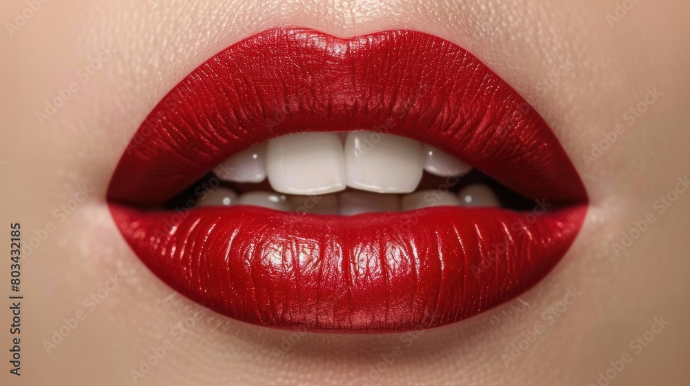 Vibrant Red Lipstick: A Close-Up Masterpiece Vibrant Red Lipstick: A Close-Up Masterpiece