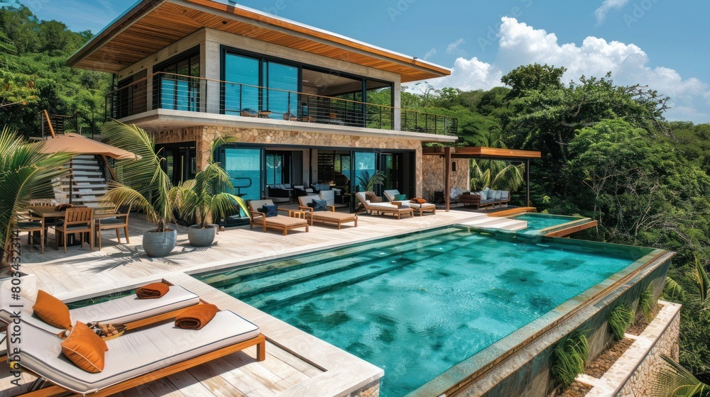 Fototapeta premium Unique House Design: A Pool Oasis Within