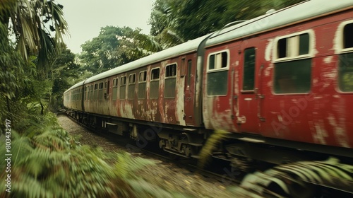 Crimson Express Journeying Through Verdant Woodlands