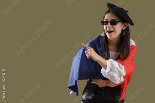Young woman with flag of Fr...