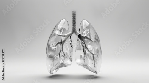 Lungs anatomy in white background