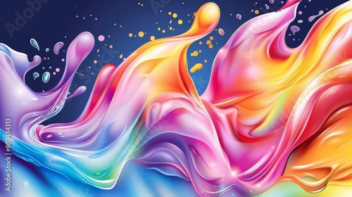Colorful Liquid Flowing Down a Wall photo