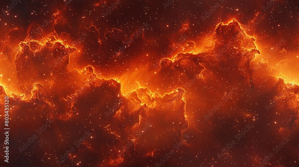   A clearer depiction of an orange and black cosmic scene, featuring numerous stars in the foreground