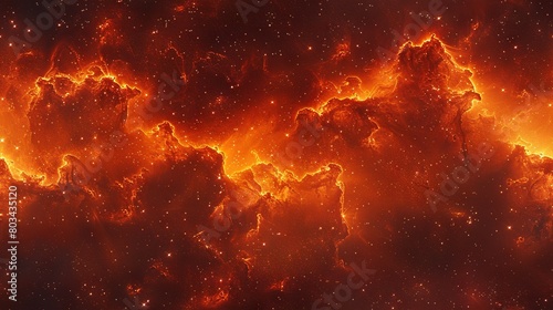  A clearer depiction of an orange and black cosmic scene, featuring numerous stars in the foreground