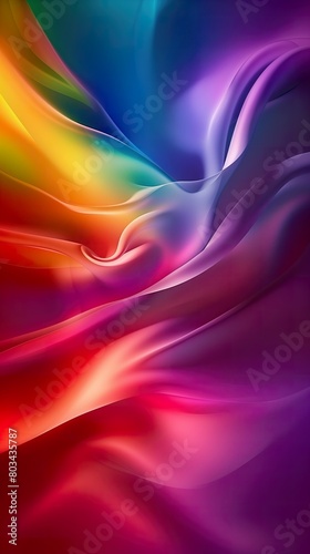 Abstract rainbow color gradient background, soft and smooth curves, light effects, blurry edges, glowing colors