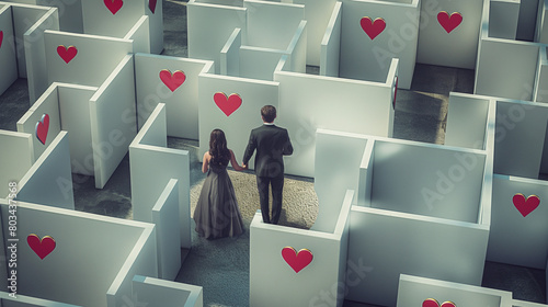 Labirinto dell'amore. Difficoltà nel trovare la persona amata o muoversi con la persona amata nelle intricate vie dell'amore. photo