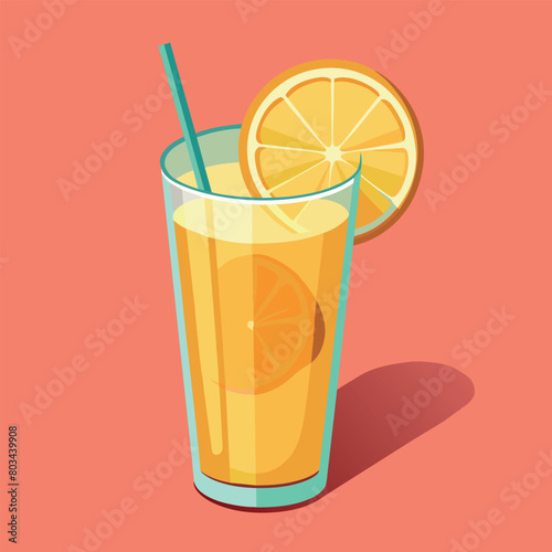 Vector illustration of a glass of lemonade on a colorful background