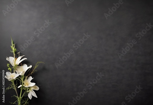 white lilies on black background for obituary notice, funeral announcement, necrology photo