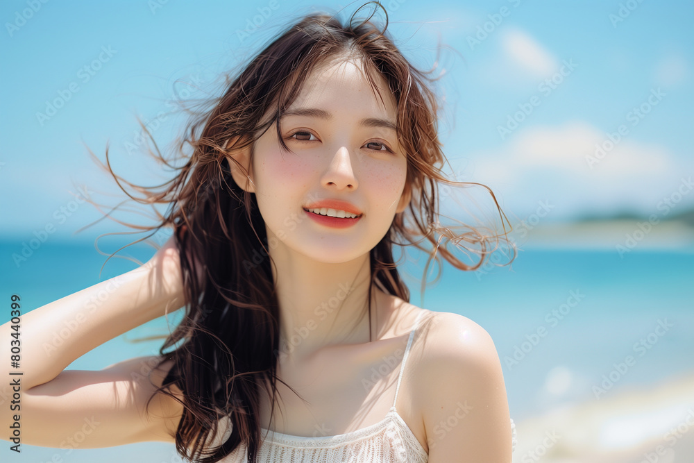 海にいる女性 紫外線・UVケア 海にいる女性 紫外線・UVケア