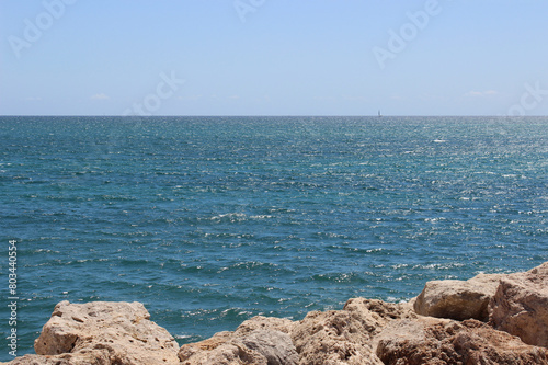 Scenic view to Mediterranean Sea, rocky shores, located on the island of Majorca (Mallorca), Spain. 