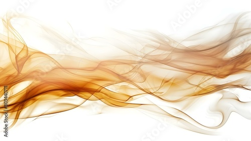Mocha Brown Abstract with Glowing Waves and Smoke on White Background. Concept Abstract Art  Mocha Brown  Glowing Waves  Smoke Effect  White Background
