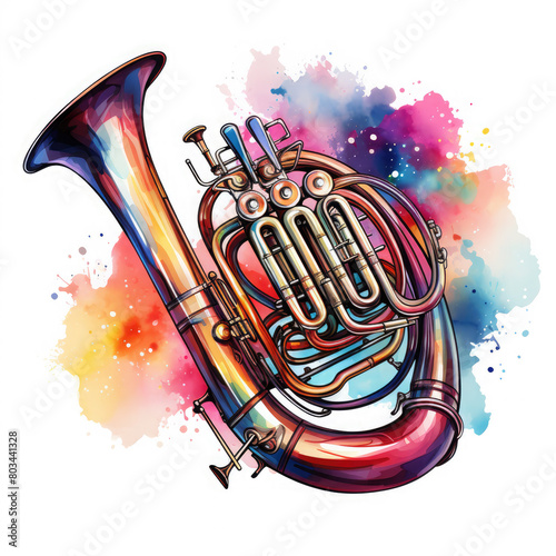 Watercolor Tuba Illustration  Generative Ai