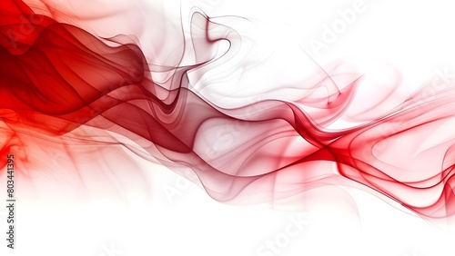 Abstract Red and White Background with Glowing Waves and Smoke. Concept Abstract Art, Red and White, Glowing Waves, Smoke Effects, Backgrounds
