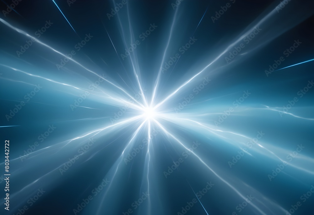 Bright Starburst Light Rays in Deep Blue Space, Abstract Illumination, Radiant Energy, Cosmic Background for Science and Technology Themes, Intense Brightness, Glowing Core, Visual Effect Background