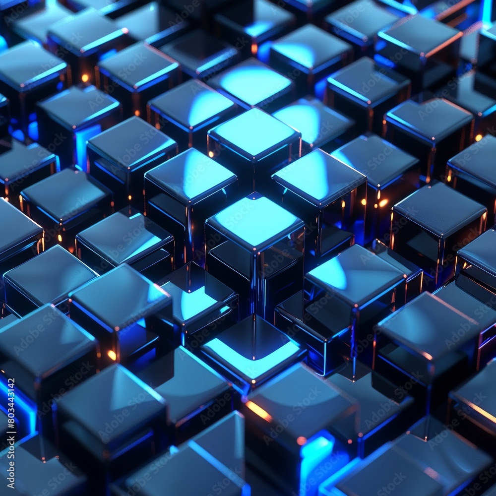Blue and grey glossy squares abstract tech motion design , neon light Blue and grey glossy squares abstract tech motion design , neon light