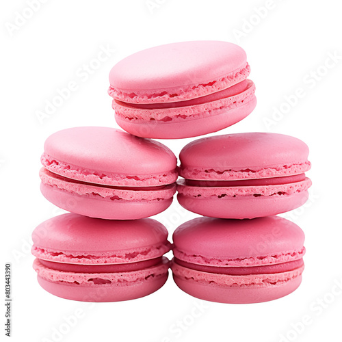 Pink macarons isolated on transparent or white background, png