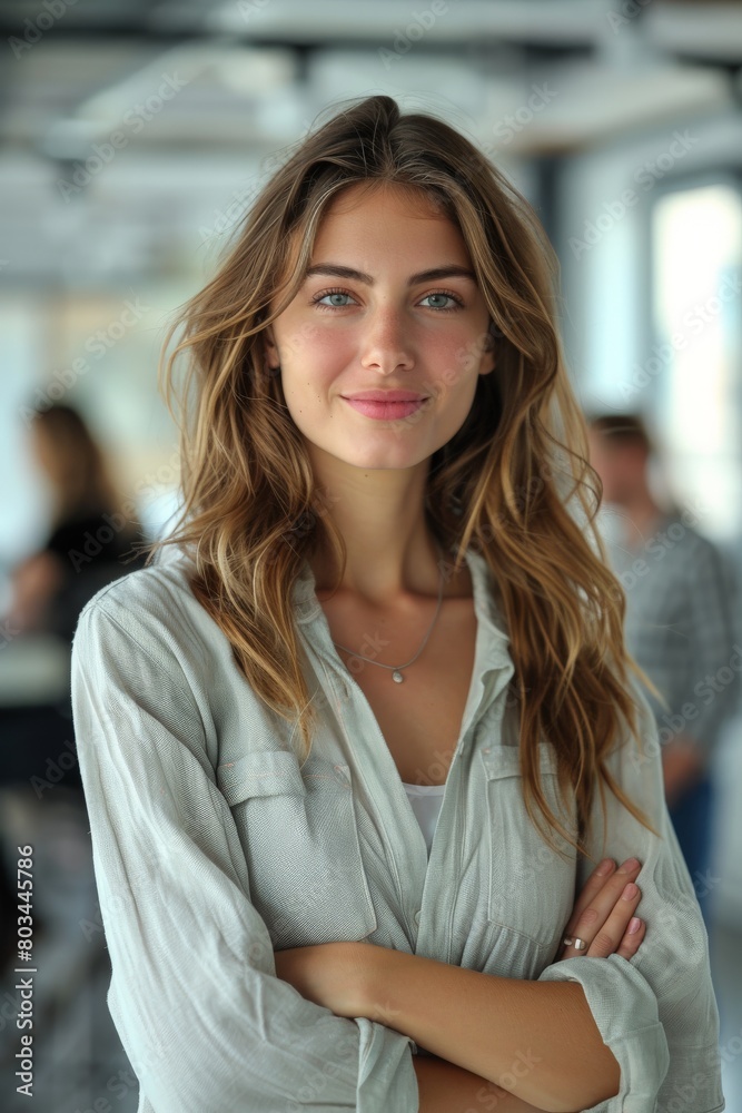 Confident Business Owner Woman Standing With Arms Crossed