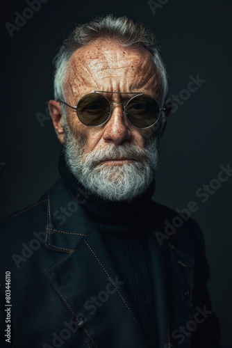 Older Man in Sunglasses and Black Jacket
