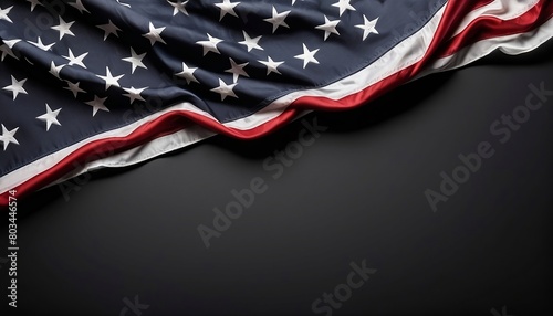 United States Flag On Black Background with Copy Space Concept for Memorial Day, banner for website and header, patriot day, Memorial Day American national holiday template generative ai photo