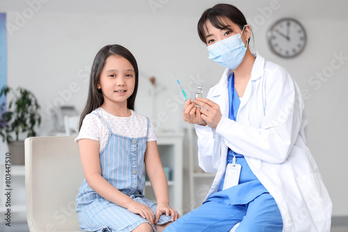 Female doctor with syringe ...