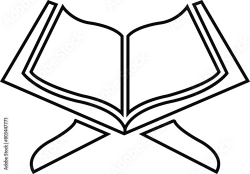 Open quran book glyph icon. Islamic religion. Koran Silhouette symbol. Quran icon line. The Holy Quran icon symbol template for graphic and web design collection logo vector.