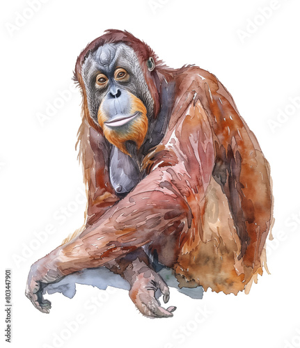orangutan watercolor digital painting good quality
