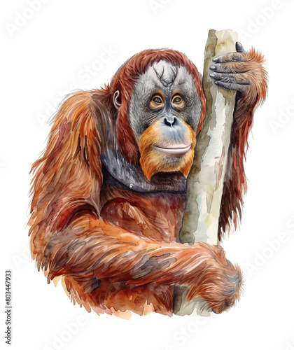 orangutan watercolor digital painting good quality