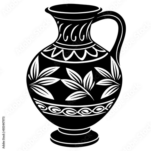 greek vase on black background