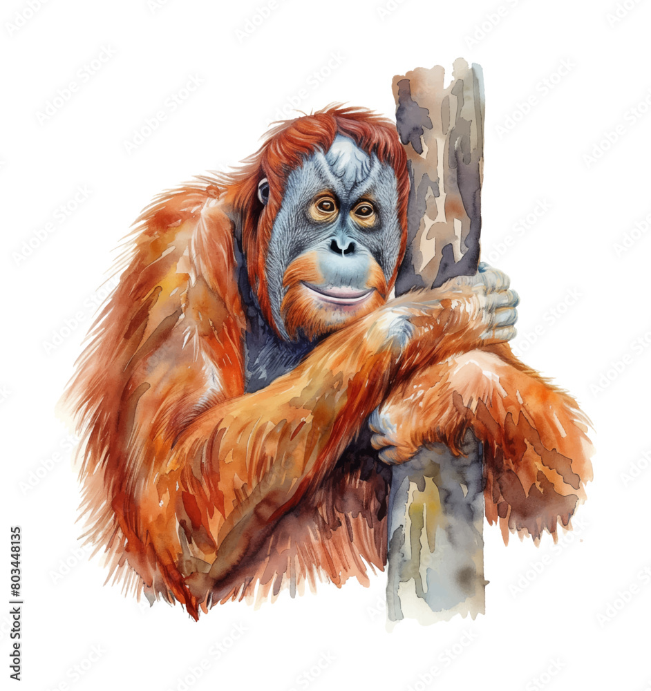 orangutan watercolor digital painting good quality
